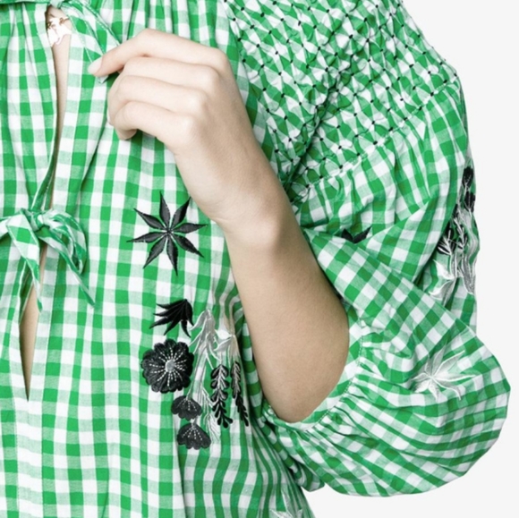 innika choo Tops - Innika Choo ginghan smock blouse top, green
